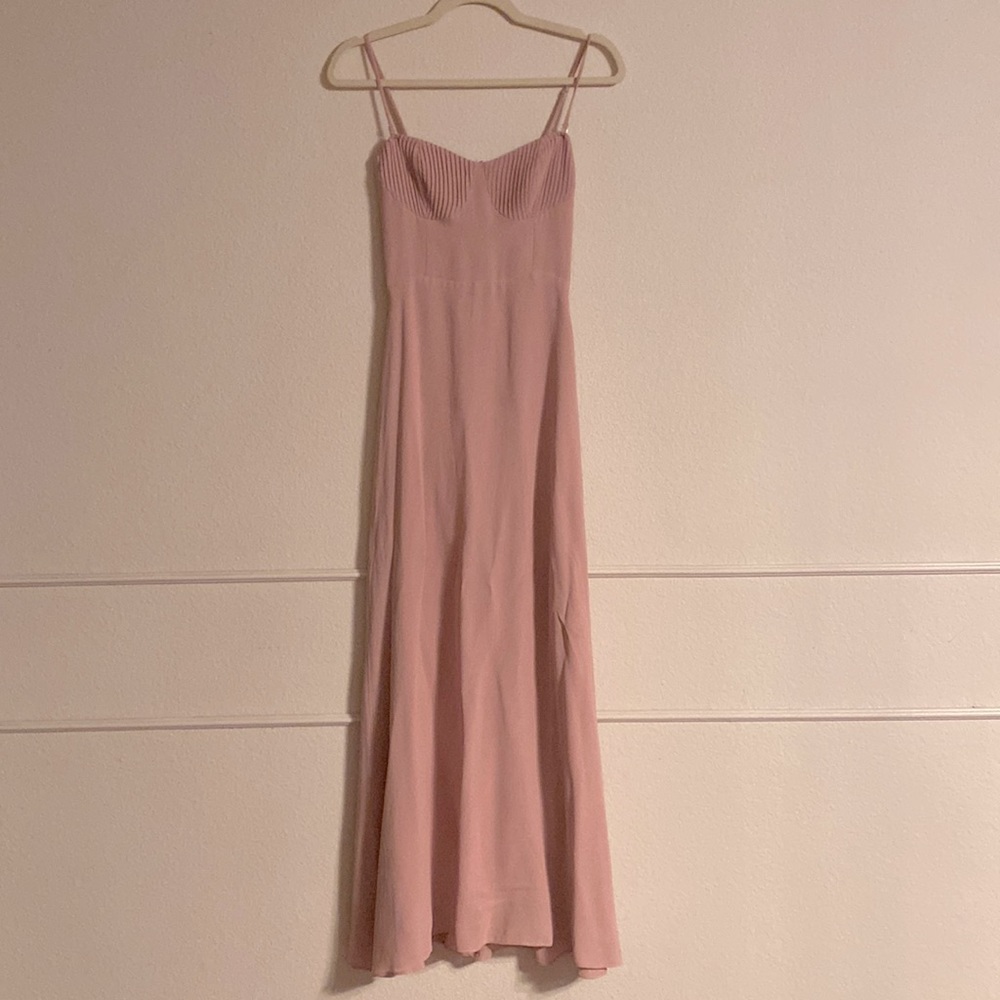 Reformation Blush Bridesmaid dress